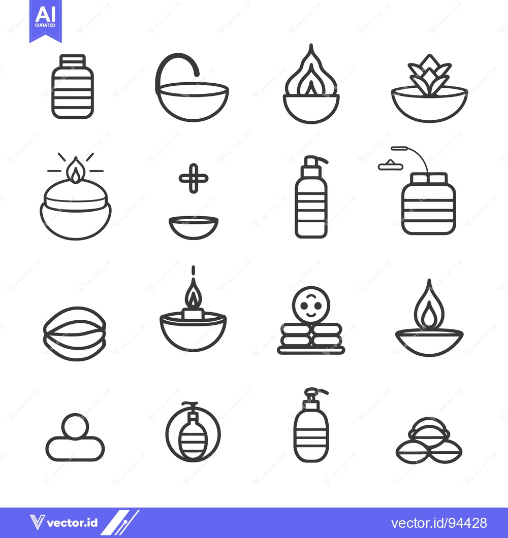 Premium Vector of Set of 16 Outline Icons for Spa, Beauty, and Wellness