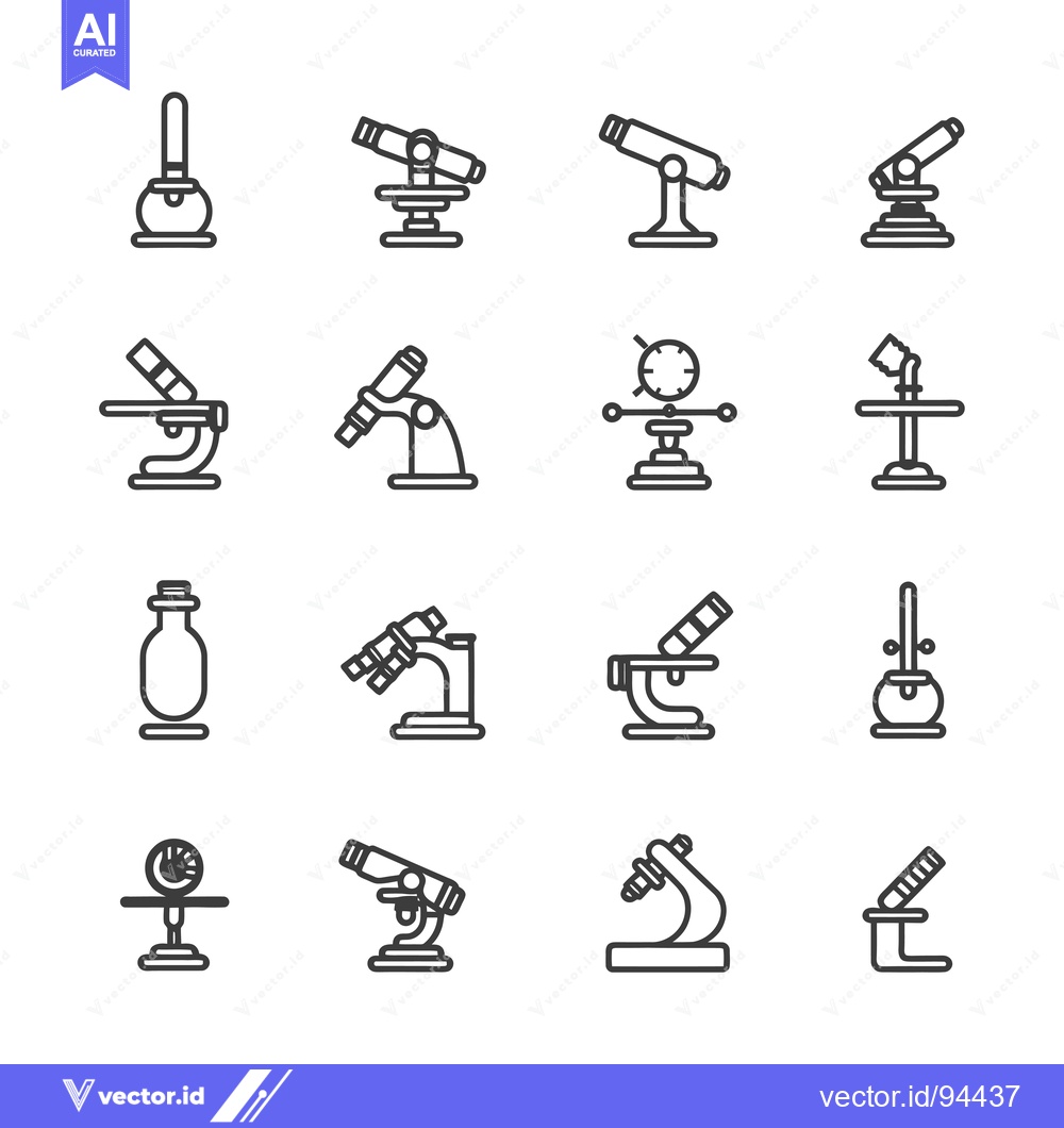 Premium Vector dari Set of 16 Outline Microscope Icons