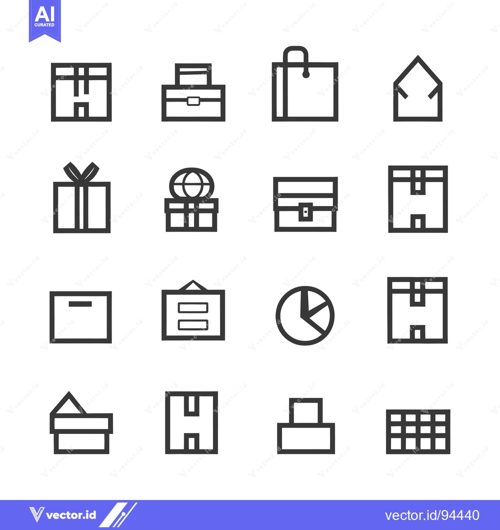 Premium Vector dari Set of 16 Package, Box and Shipping Related Icons