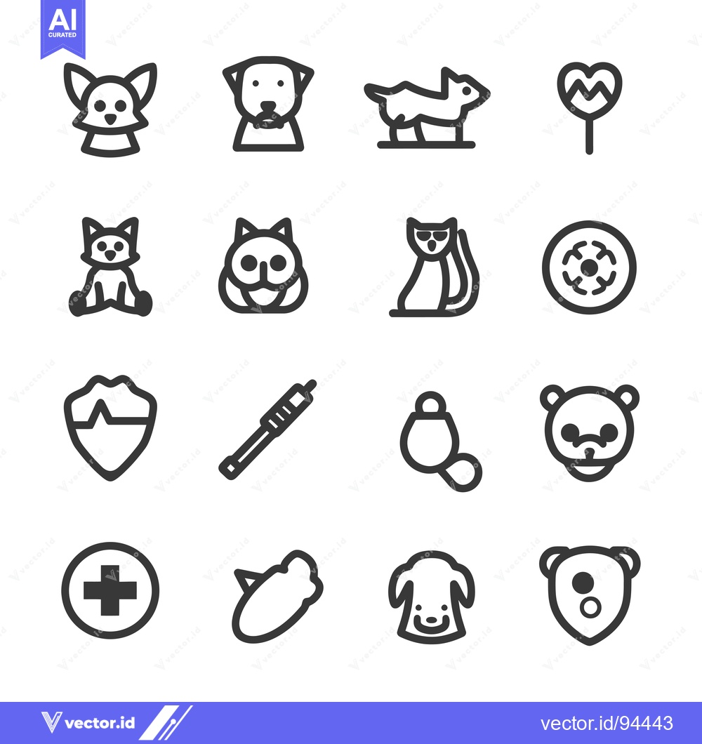 Premium Vector of Set of 16 Pet Care and Animal Related Icons