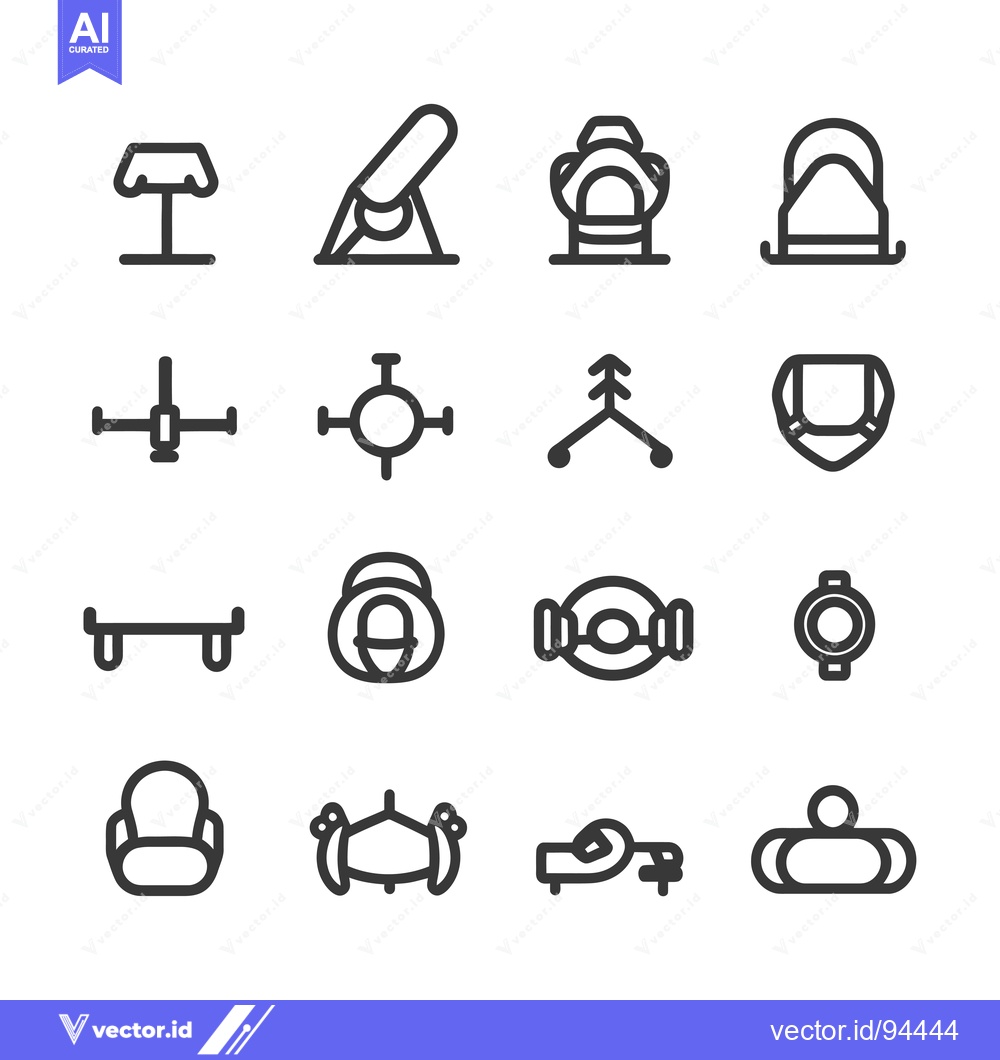 Premium Vector of Set of 16 Playground Equipment Icons in Line Style