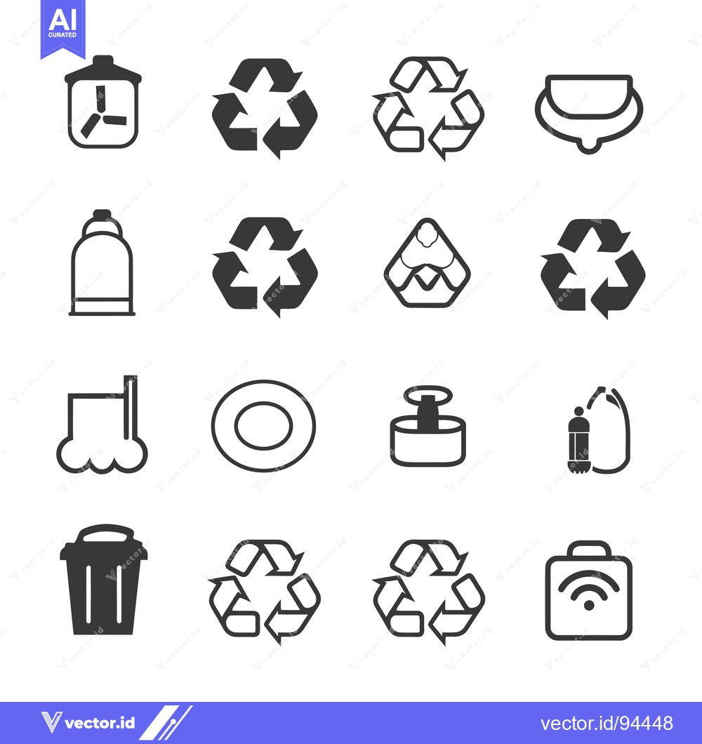 Premium Vector dari Set of 16 Recycling and Garbage Icons