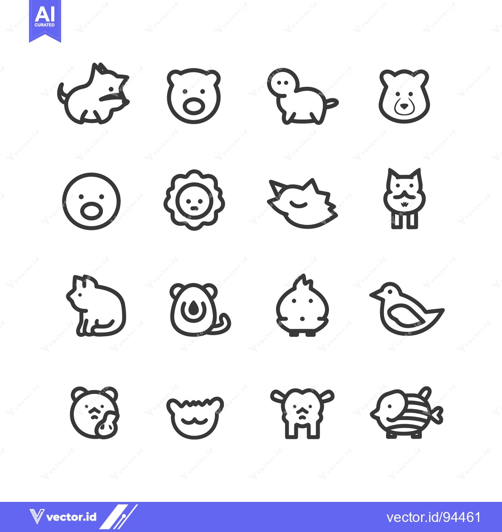 Premium Vector dari Set of 16 Simple Animal Line Icons