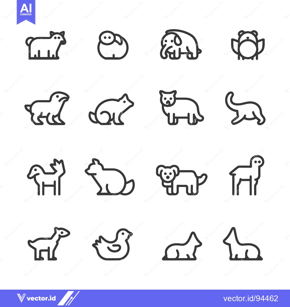 Premium Vector dari Set of 16 Simple Animal Line Icons