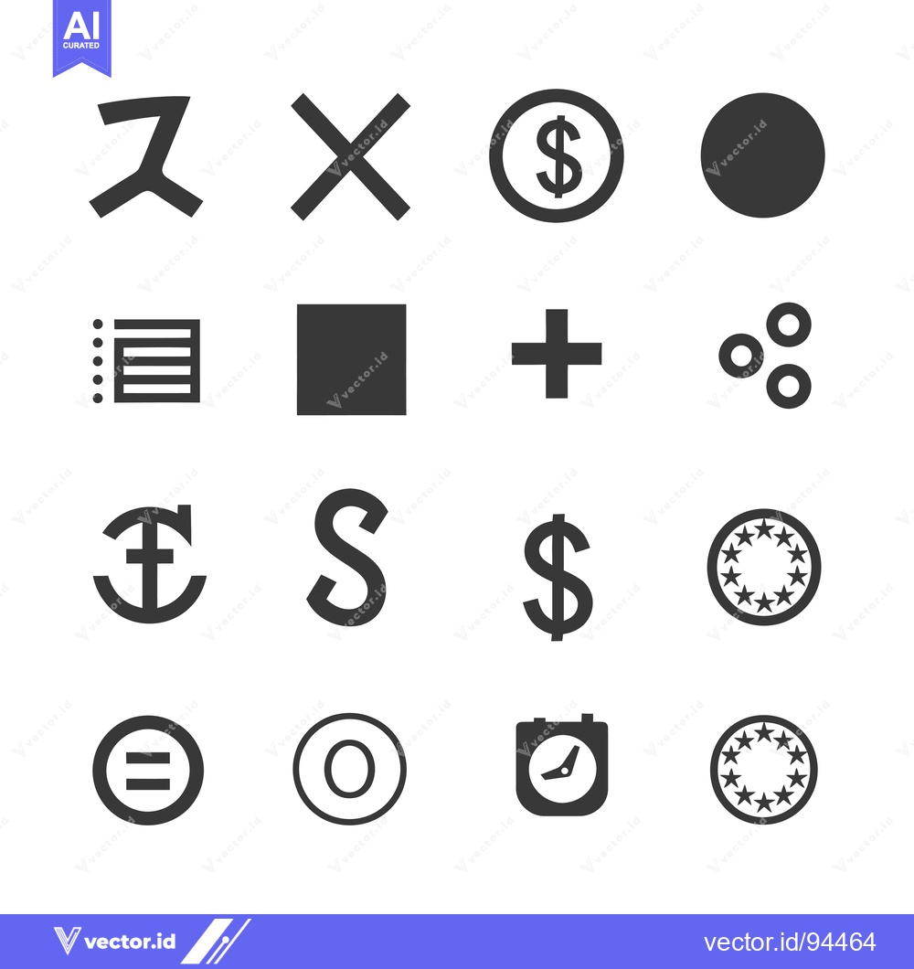 Premium Vector of Set of 16 Simple Black and White Icons