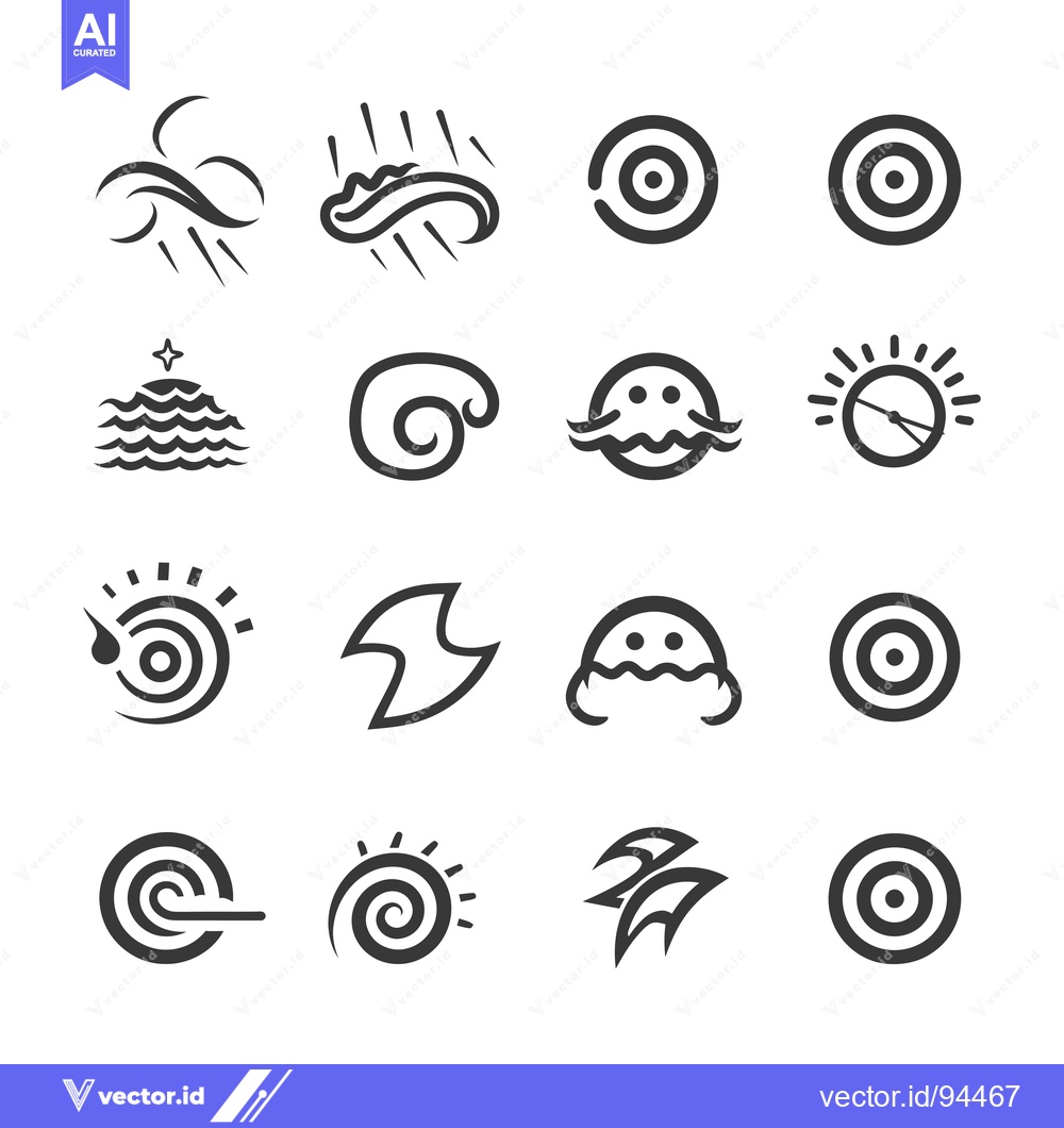 Premium Vector dari Set of 16 Simple Black and White Icons Representing the Elements