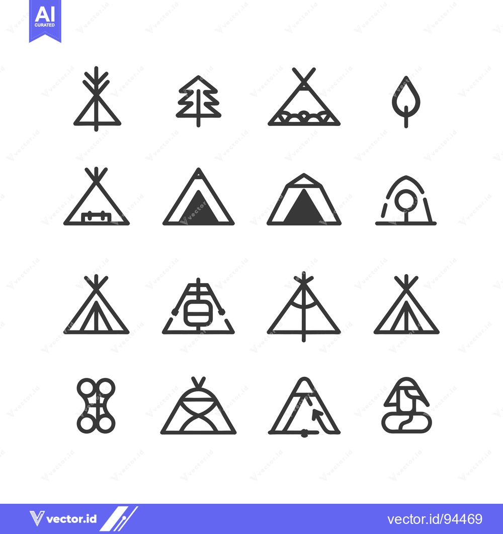 Premium Vector dari Set of 16 Simple Camping and Hiking Icons