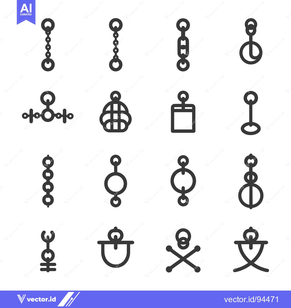 Premium Vector of Set of 16 Simple Chain Link Icons in a Monochromatic Style