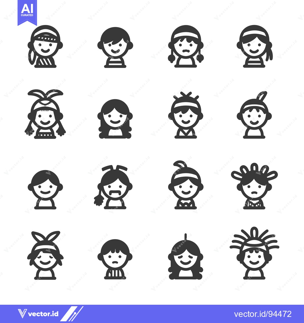 Premium Vector dari Set of 16 Simple Character Icons in Different Outfits