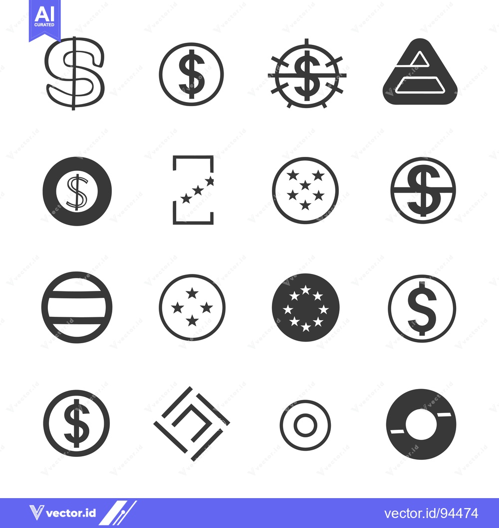 Premium Vector of Set of 16 Simple Currency Icons