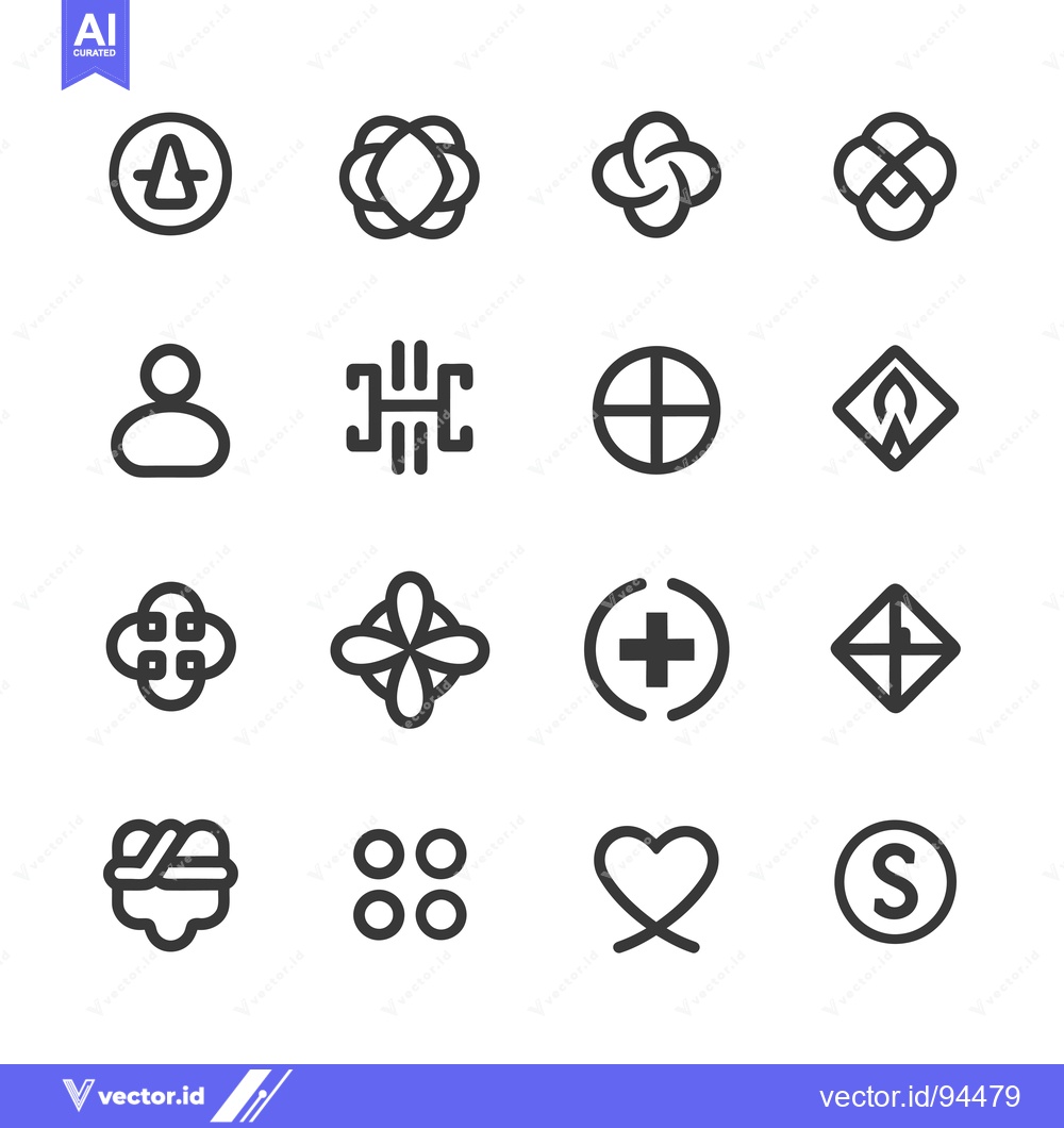 Premium Vector dari Set of 16 Simple Geometric Line Art Logo Design Icons