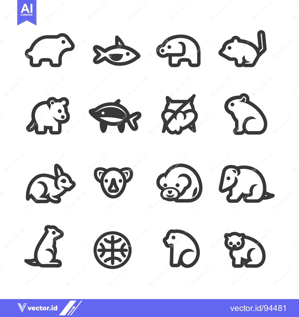 Premium Vector dari Set of 16 Simple Line Animal Icons