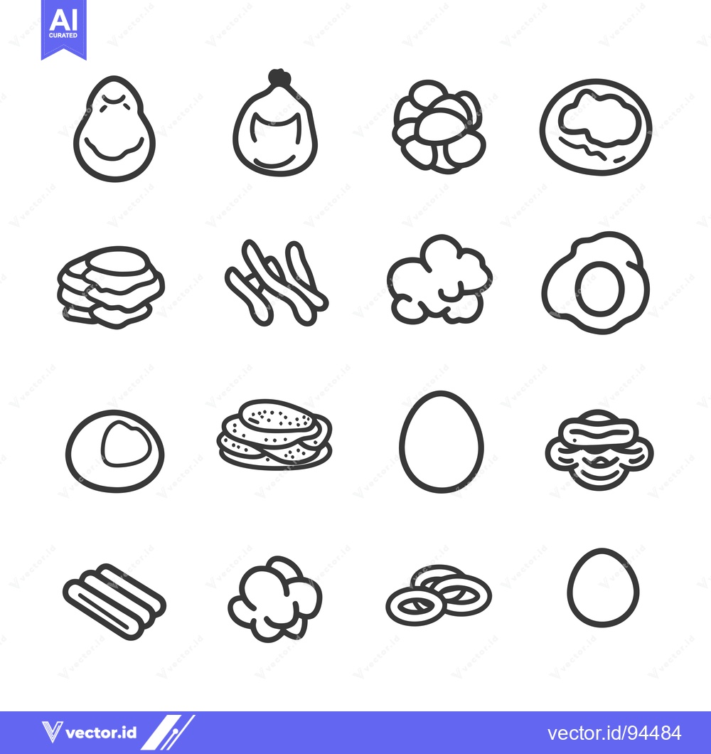 Premium Vector dari Set of 16 Simple Line Egg Icons