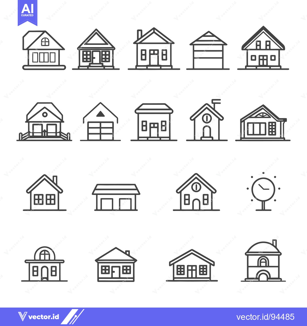 Premium Vector dari Set of 16 Simple Line House Icons