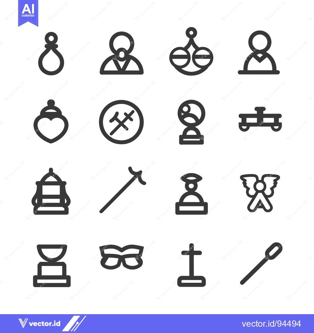 Premium Vector dari Set of 16 Simple Line Icons for Various Themes