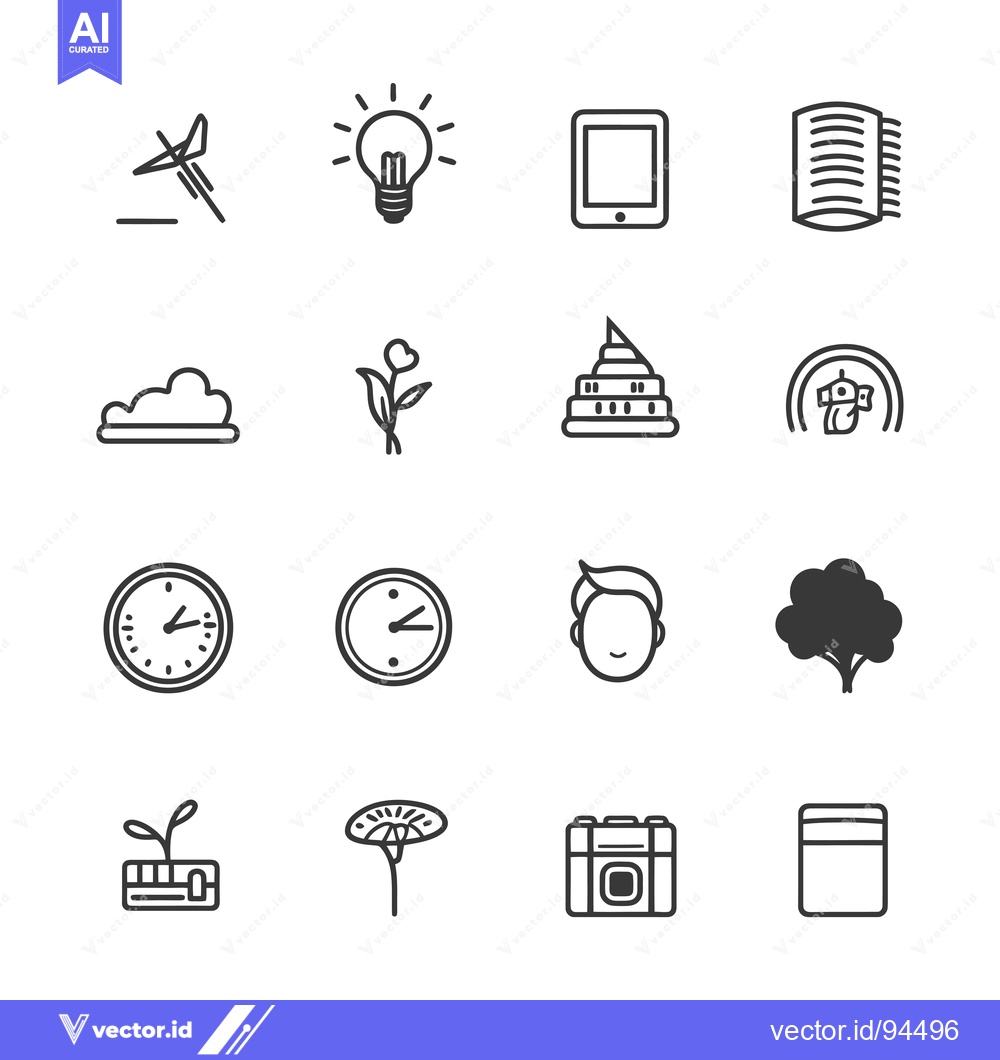 Premium Vector dari Set of 16 Simple Line Icons for Web Design