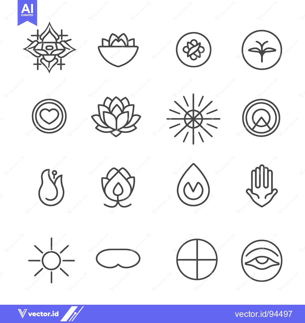 Premium Vector dari Set of 16 Simple Line Icons for Wellness, Spirituality and Nature