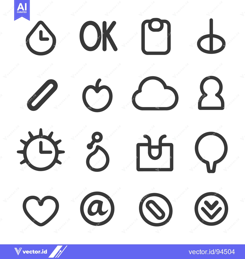 Premium Vector dari Set of 16 Simple Line Icons on a White Background
