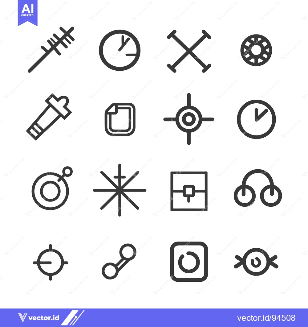 Premium Vector dari Set of 16 Simple Line Icons Related to Interface, Technology, and Desi