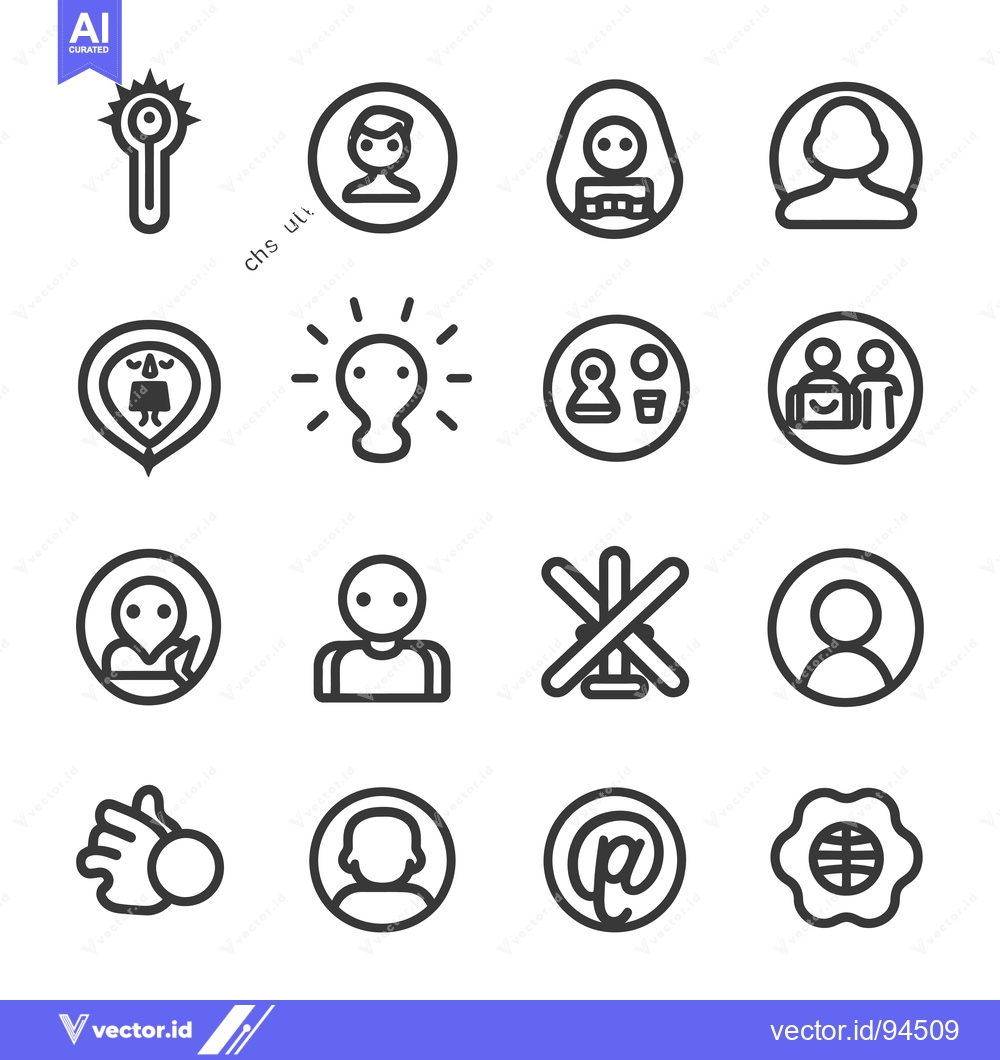 Premium Vector dari Set of 16 Simple Line Icons Related to People, Communication, and Loca
