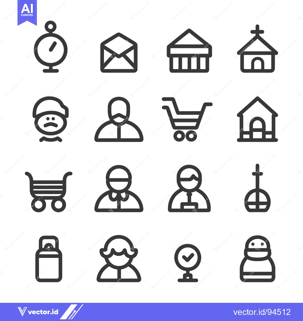 Premium Vector dari Set of 16 Simple Line Icons with Various Subjects