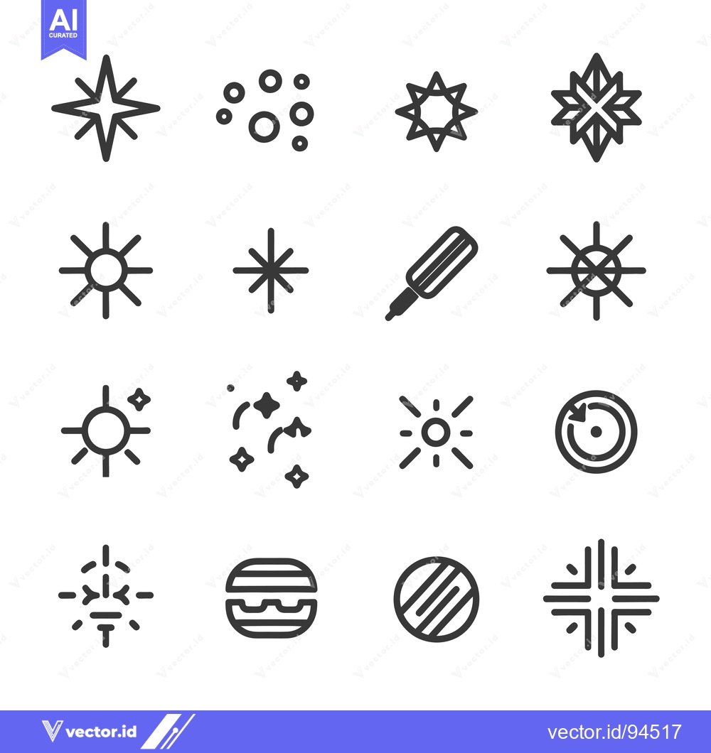 Premium Vector dari Set of 16 Simple Star and Sun Icon Designs