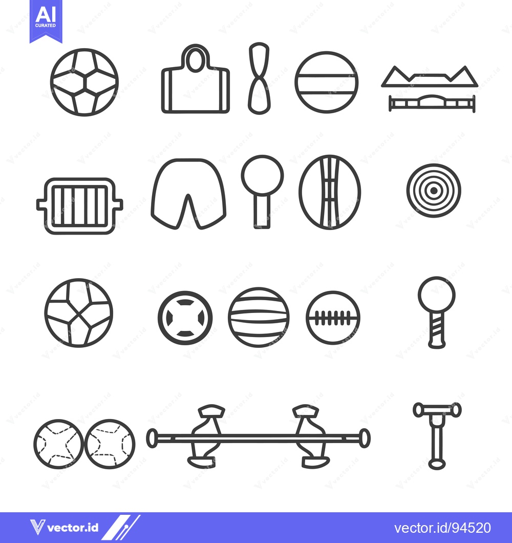 Premium Vector of Set of 16 Sport Balls and Equipment Line Icons