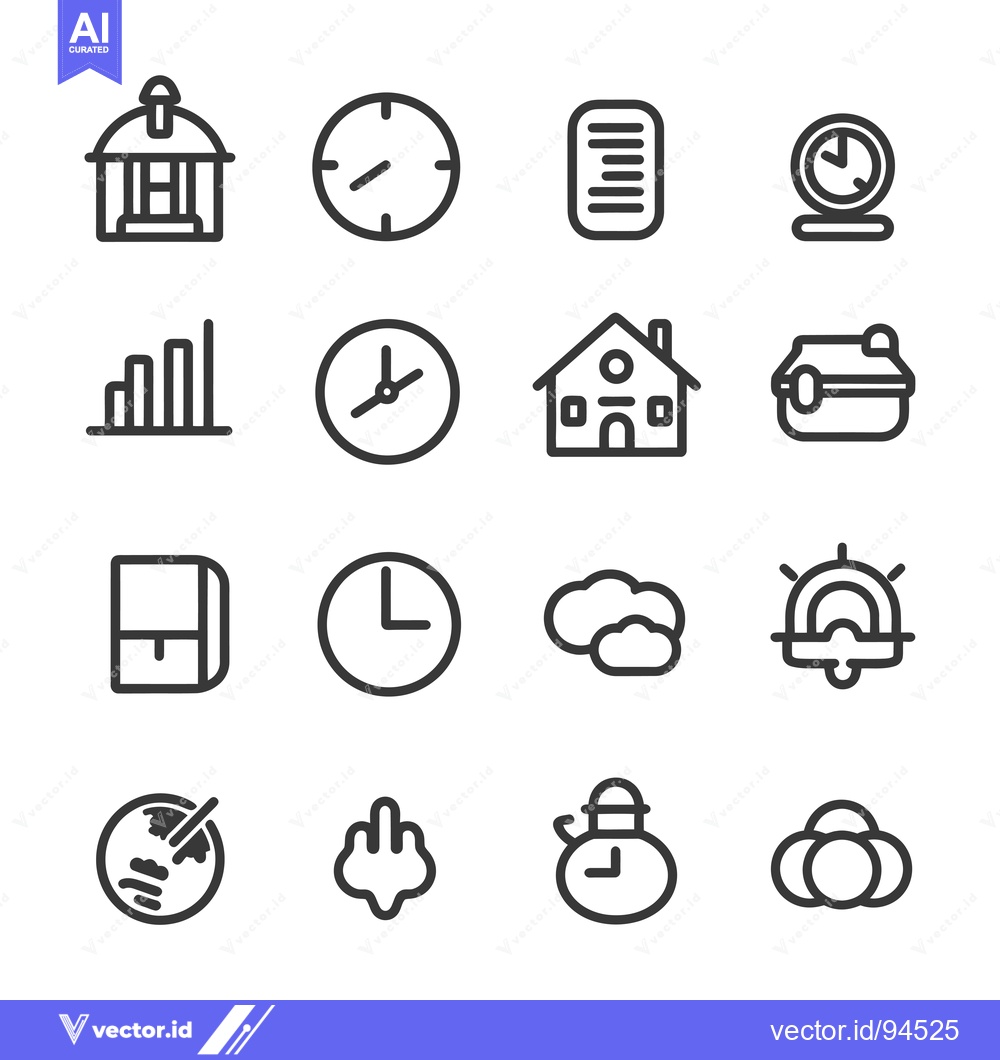 Premium Vector dari Set of 16 Time Management Line Icons