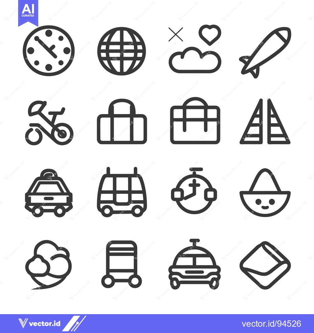 Premium Vector dari Set of 16 Travel and Transportation Icons
