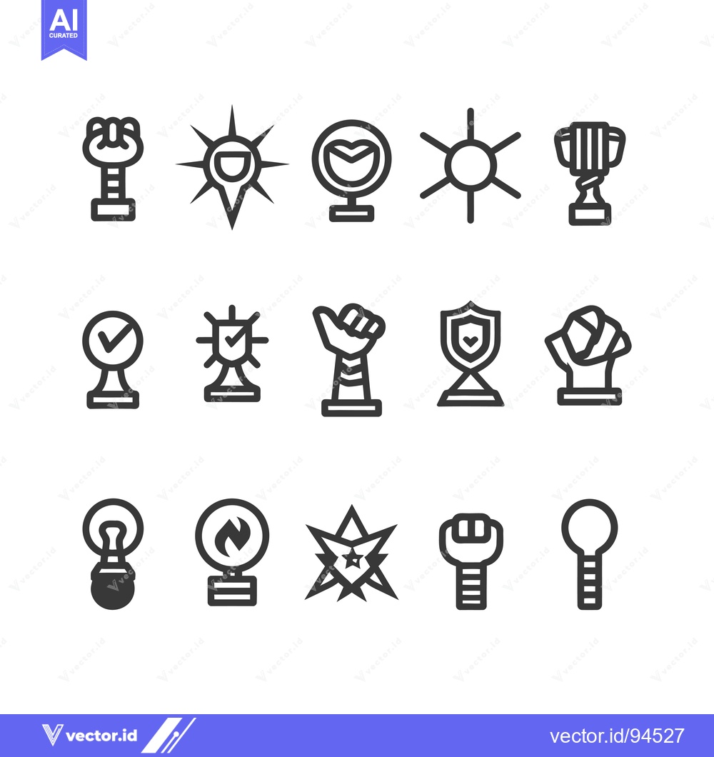 Premium Vector of Set of 16 Trophy Award Icons in Outline Style