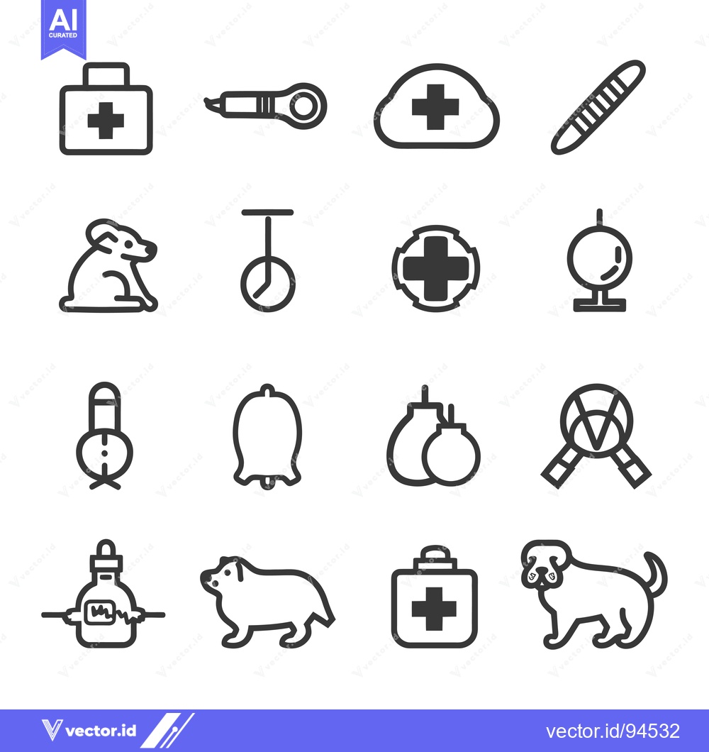 Premium Vector dari Set of 16 Veterinary Clinic Icons