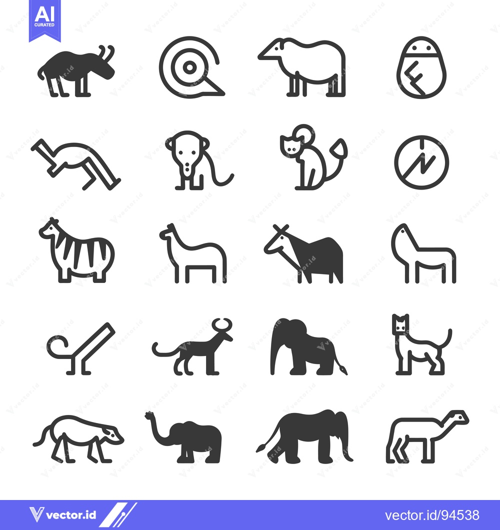 Premium Vector dari Set of 18 animal icons in a simple line style