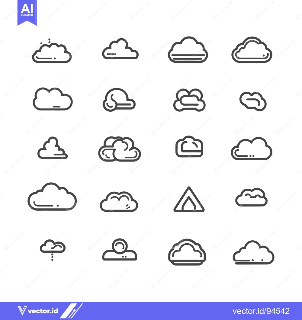 Premium Vector dari Set of 18 Cloud Icons in Line Style
