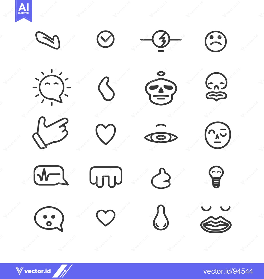 Premium Vector of Set of 18 Doodle Emojis and Icons