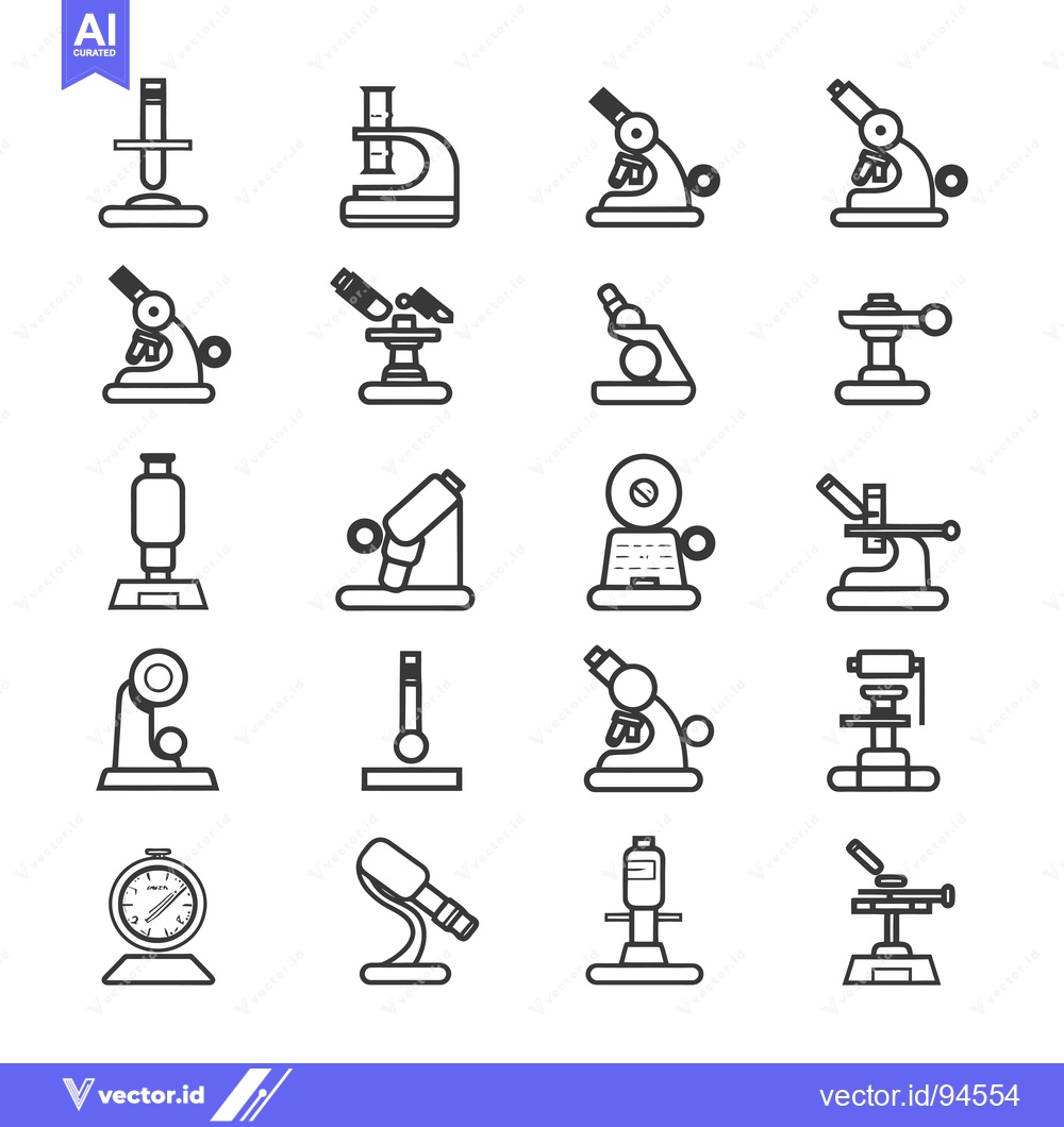 Premium Vector dari Set of 18 Line Icons Representing Microscopes and Laboratory Equipment