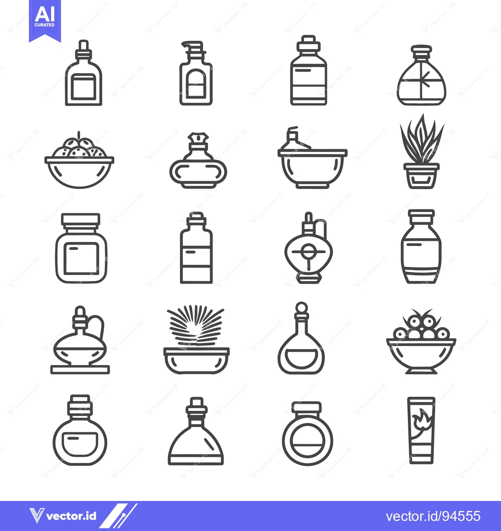 Premium Vector dari Set of 18 Line Icons Representing Various Aromatherapy Products and In