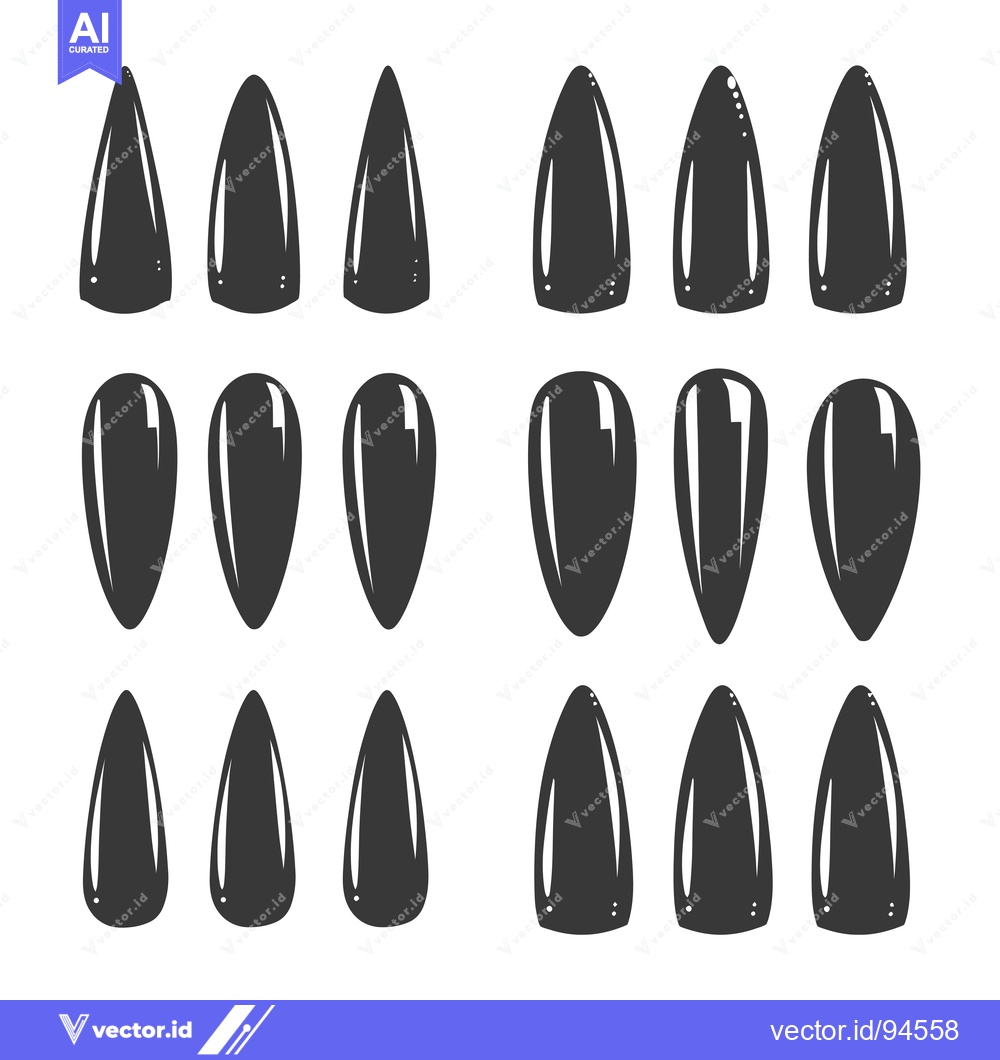 Premium Vector dari Set of 18 Nail Shapes for Manicures and Pedicures