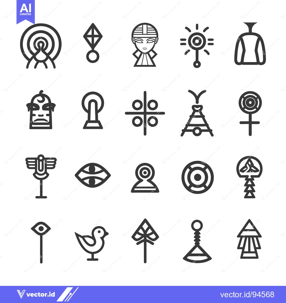 Premium Vector of Set of 20 Ancient Egyptian Mythology Symbols and Glyphs