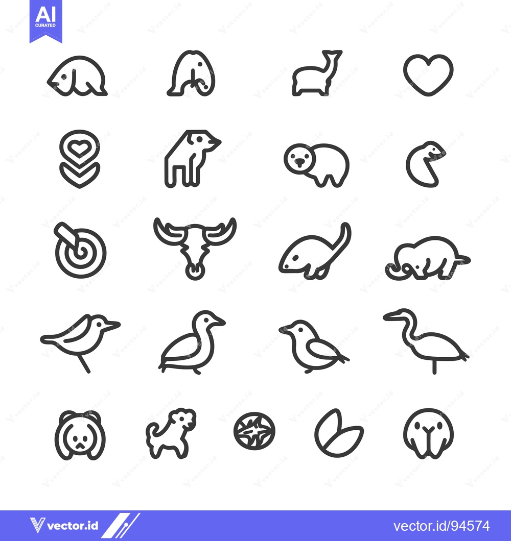 Premium Vector dari Set of 20 Animal Line Icons
