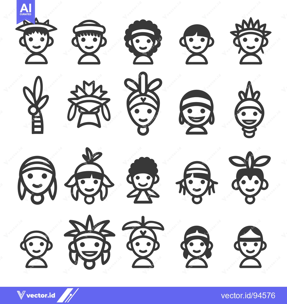 Premium Vector of Set of 20 Black and White  Cartoon People with Different Hairstyles an