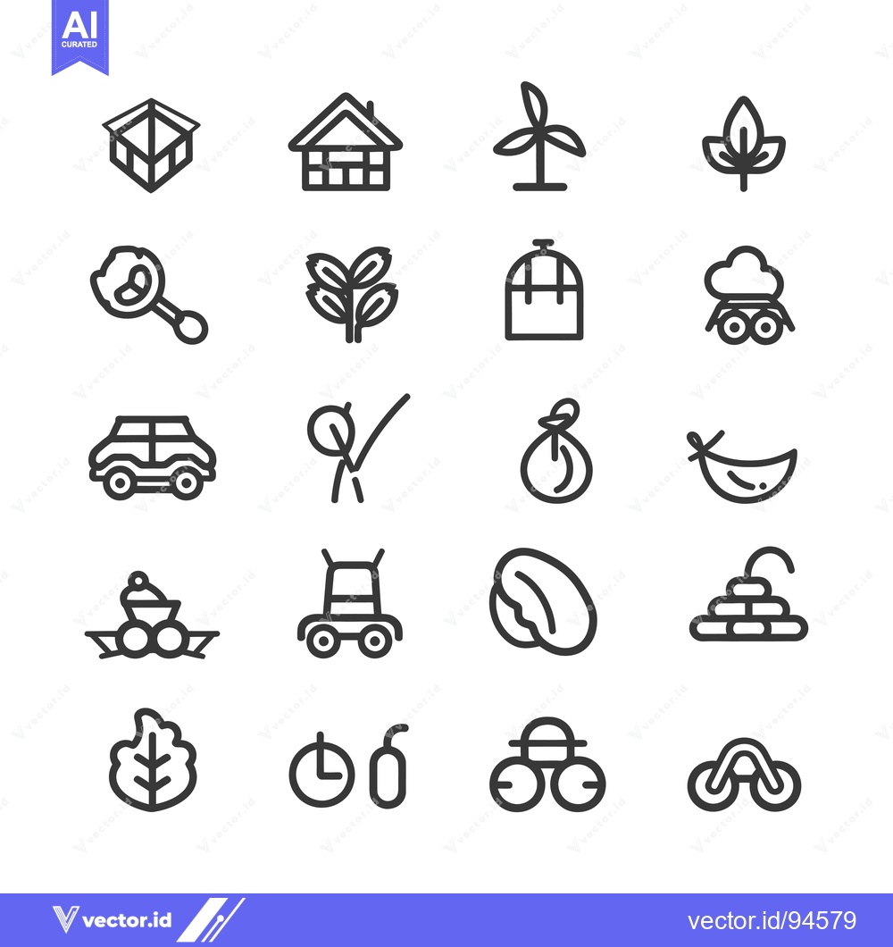 Premium Vector dari Set of 20 Black and White Icons Featuring Nature and Technology