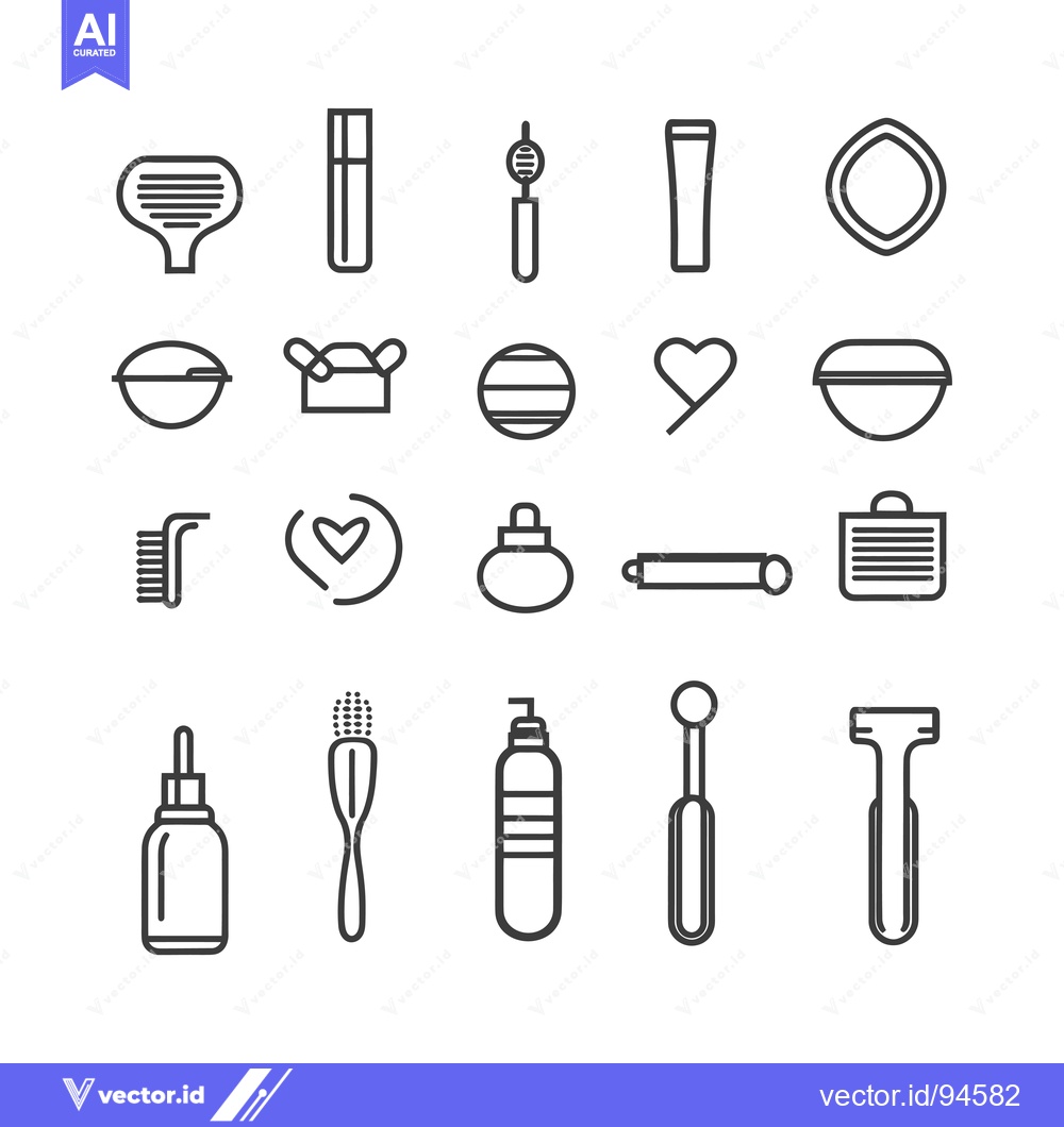 Premium Vector dari Set of 20 black and white outline icons for personal care and hygiene