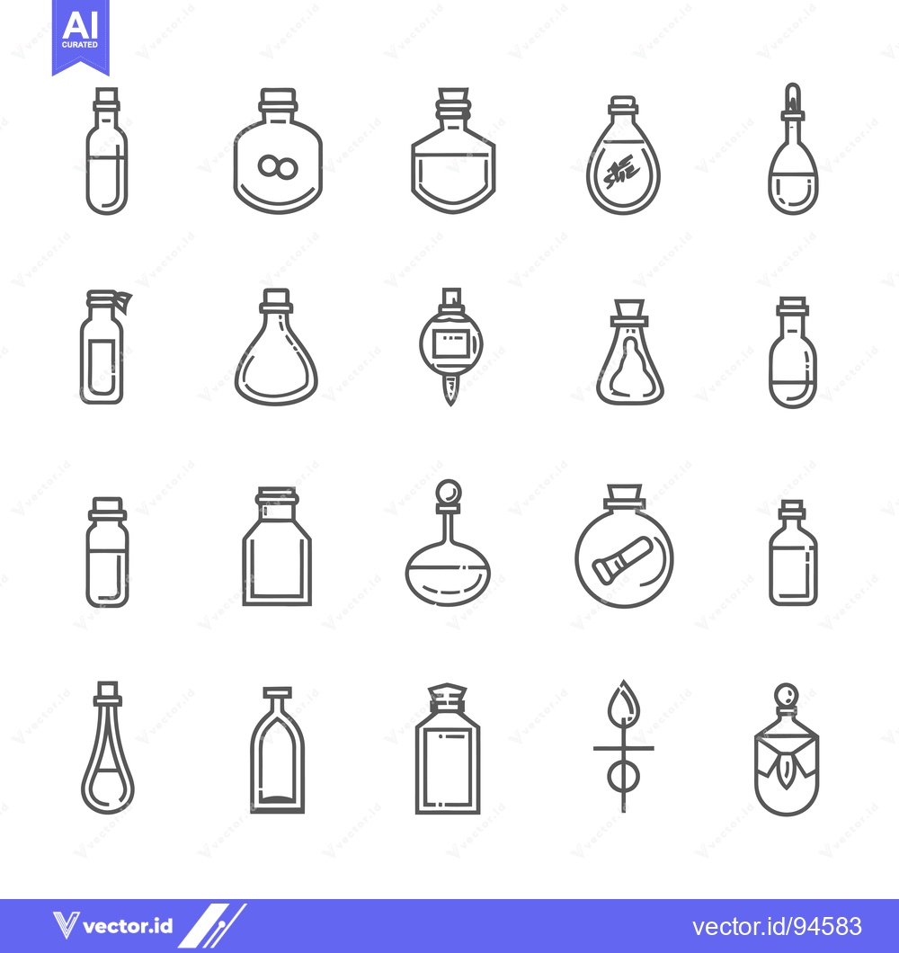 Premium Vector dari Set of 20 Bottle Icons in Grey Color