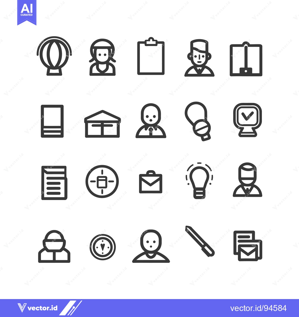 Premium Vector dari Set of 20 Business and Human Resource Icons in Outline Style