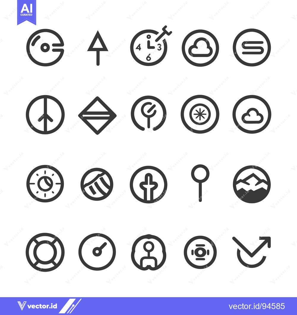 Premium Vector dari Set of 20 Circular Line Icons for Web and App Design