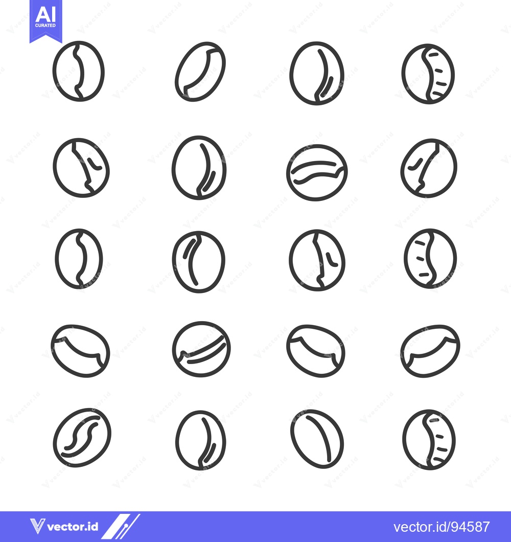 Premium Vector dari Set of 20 Coffee Bean Line Icons