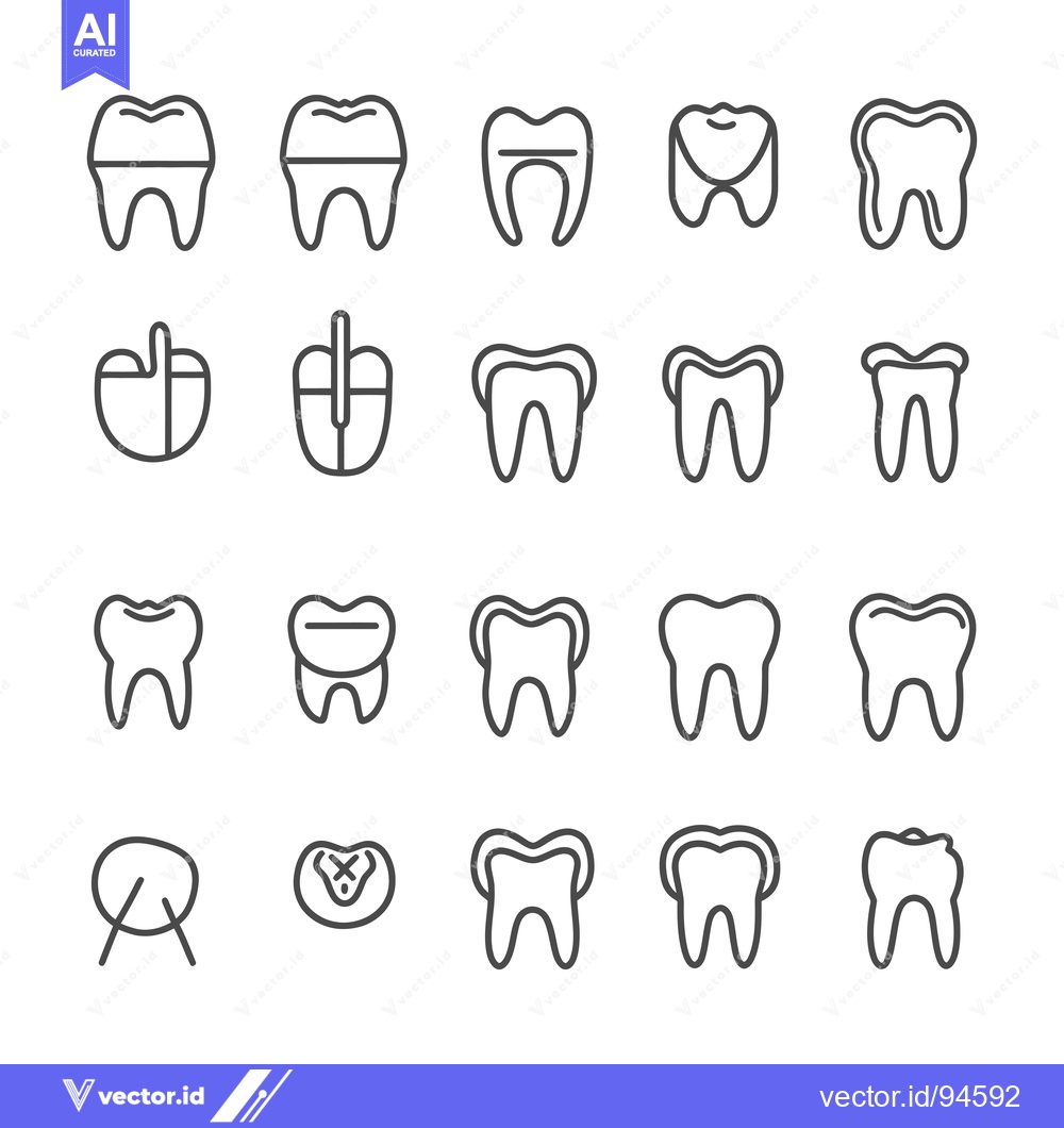 Premium Vector of Set of 20 Dental Icons with Outline Style