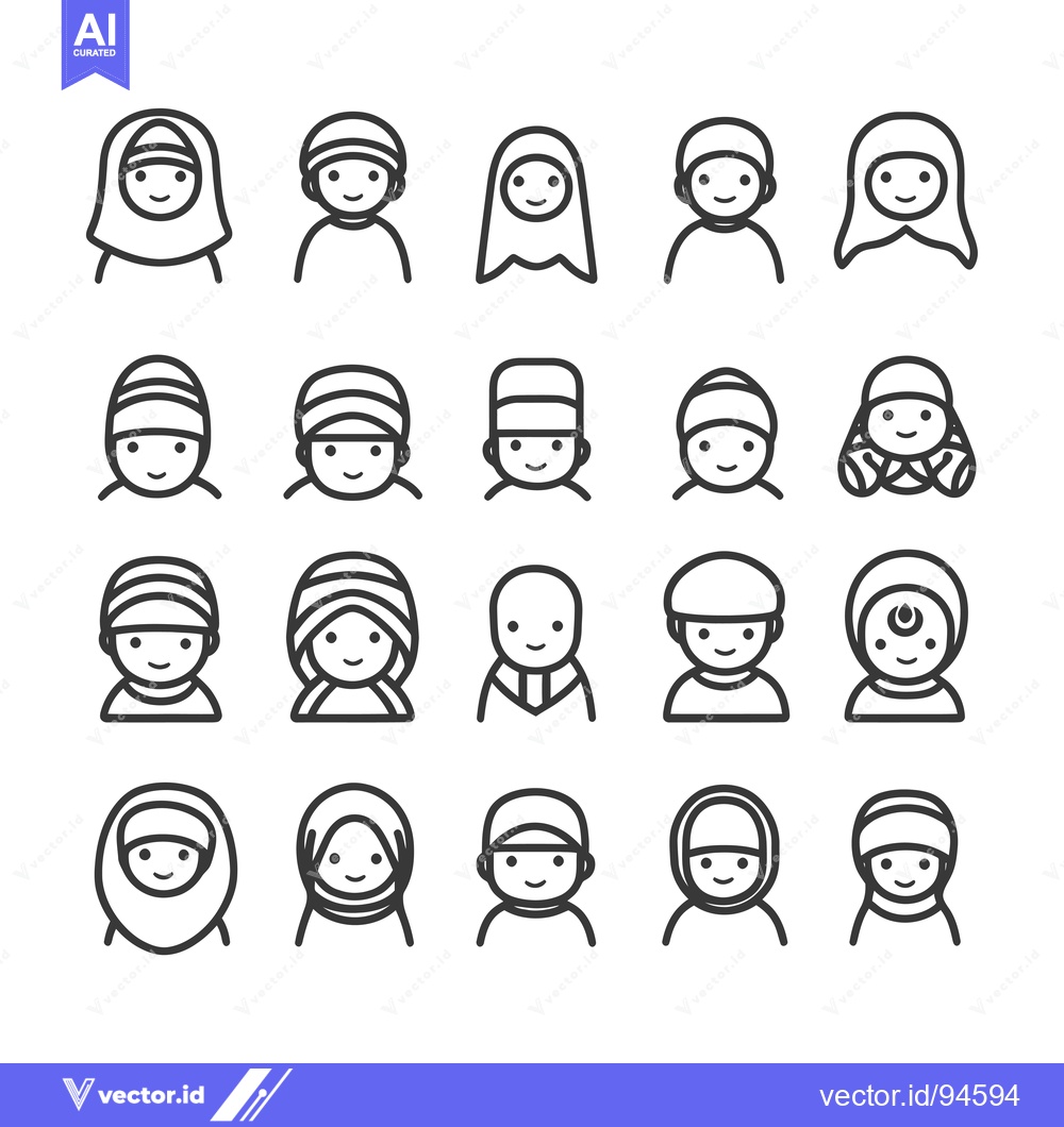 Premium Vector dari Set of 20 Diverse Line Icons Representing People Wearing Headwear