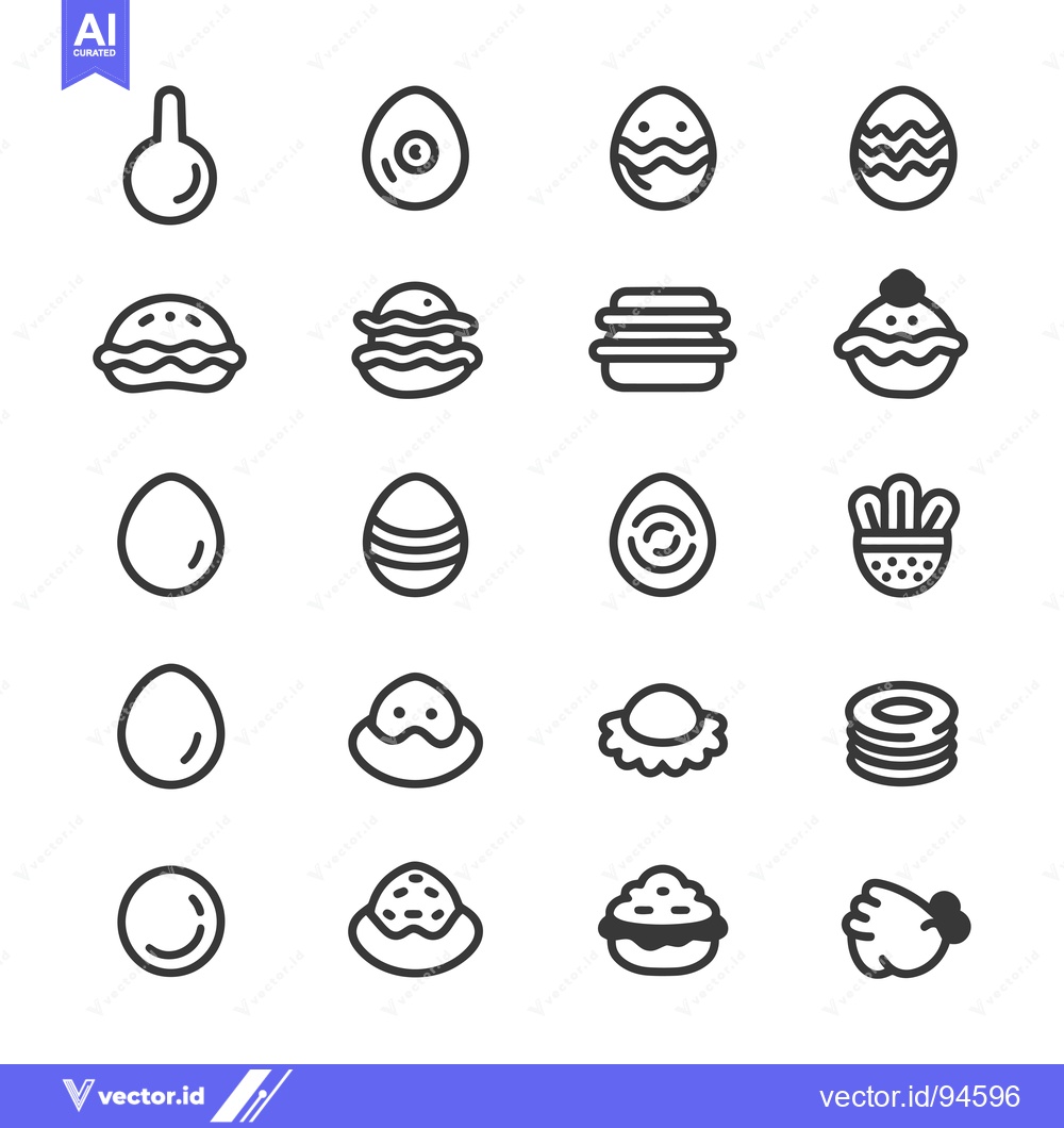 Premium Vector dari Set of 20 Easter Eggs Line Icons