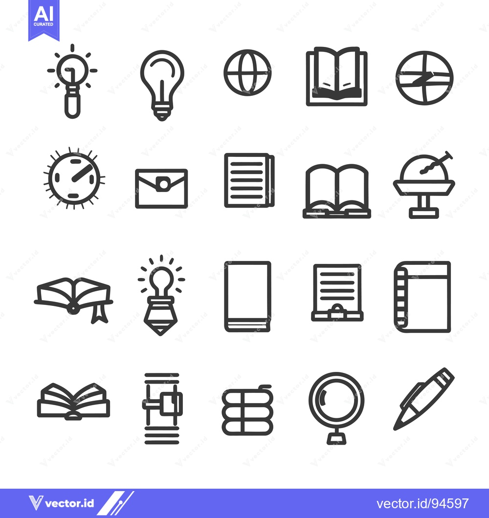 Premium Vector dari Set of 20 Education, School, University, and Knowledge Related Line Ic